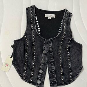 Idyllwind Charcoal Studded Denim Vest